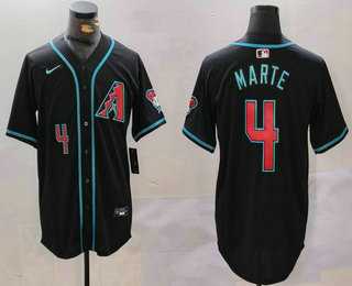 Mens Arizona Diamondbacks #4 Ketel Marte Number Black Cool Base Limited Stitched Jersey->arizona diamondbacks->MLB Jersey